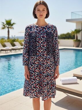 Boden Poppy Meadow HOTCHPOTCH Pintuck Dress Floral Ditzy Print size 8